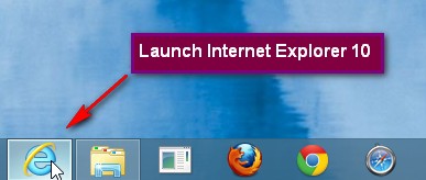 Launch Internet Explorer 10